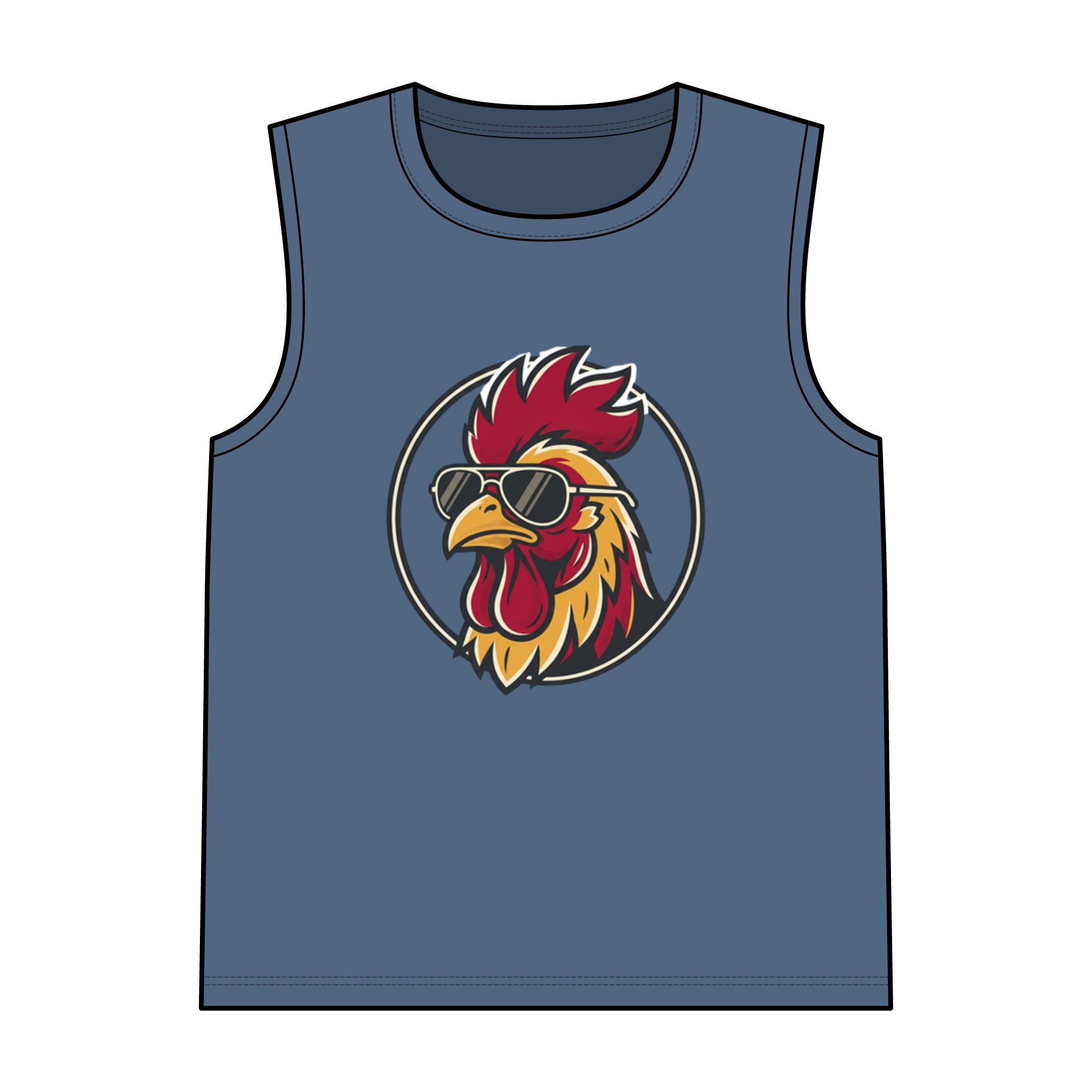Cool Rooster Tank Top — Sunglasses Rooster Graphic Garment-Dyed Tank