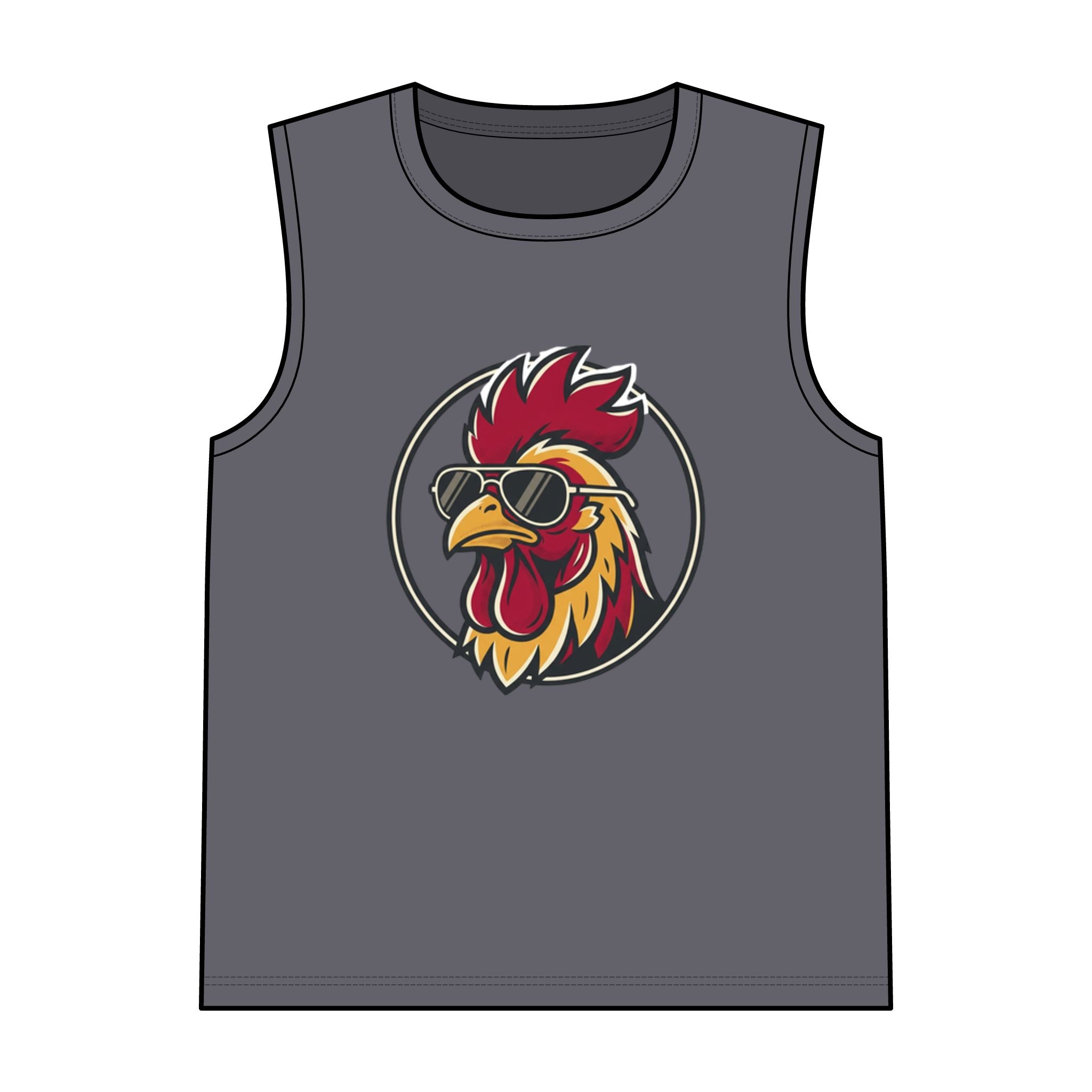 Cool Rooster Tank Top — Sunglasses Rooster Graphic Garment-Dyed Tank