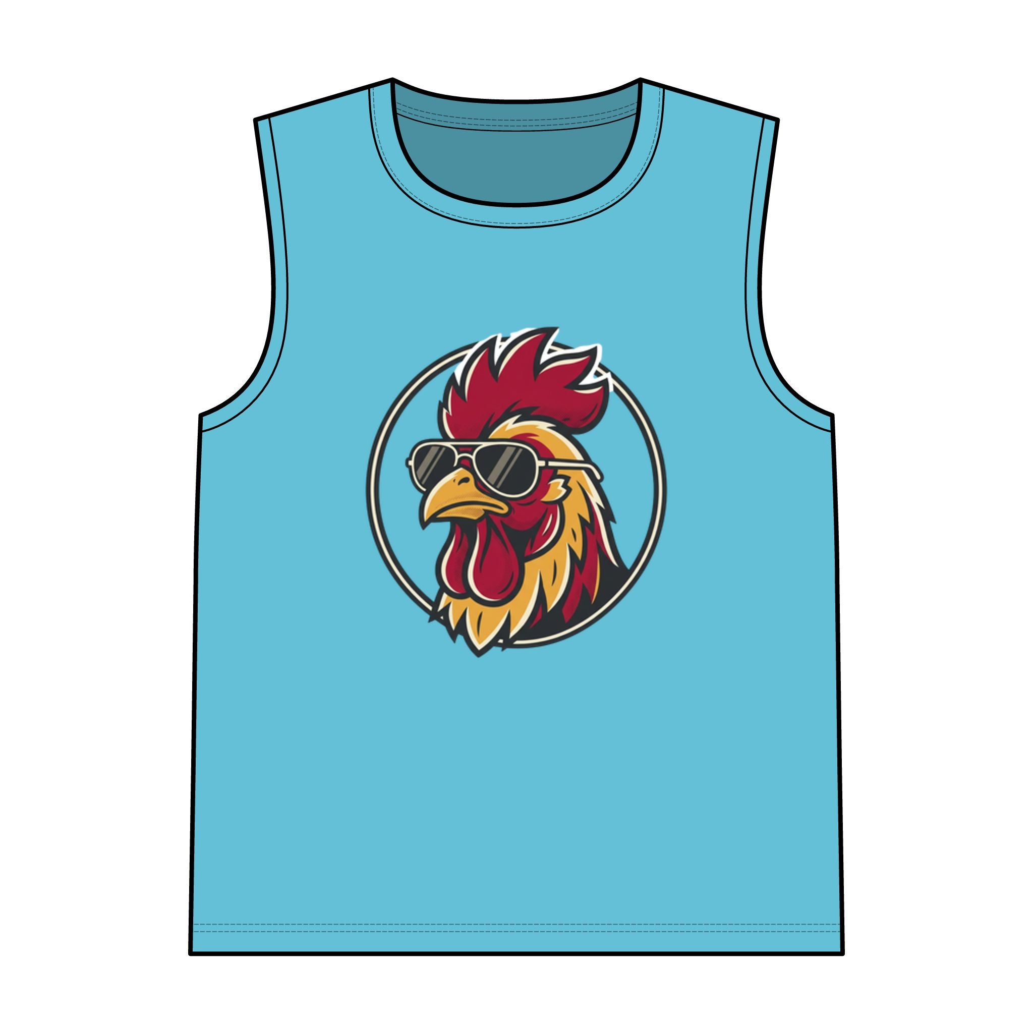 Cool Rooster Tank Top — Sunglasses Rooster Graphic Garment-Dyed Tank