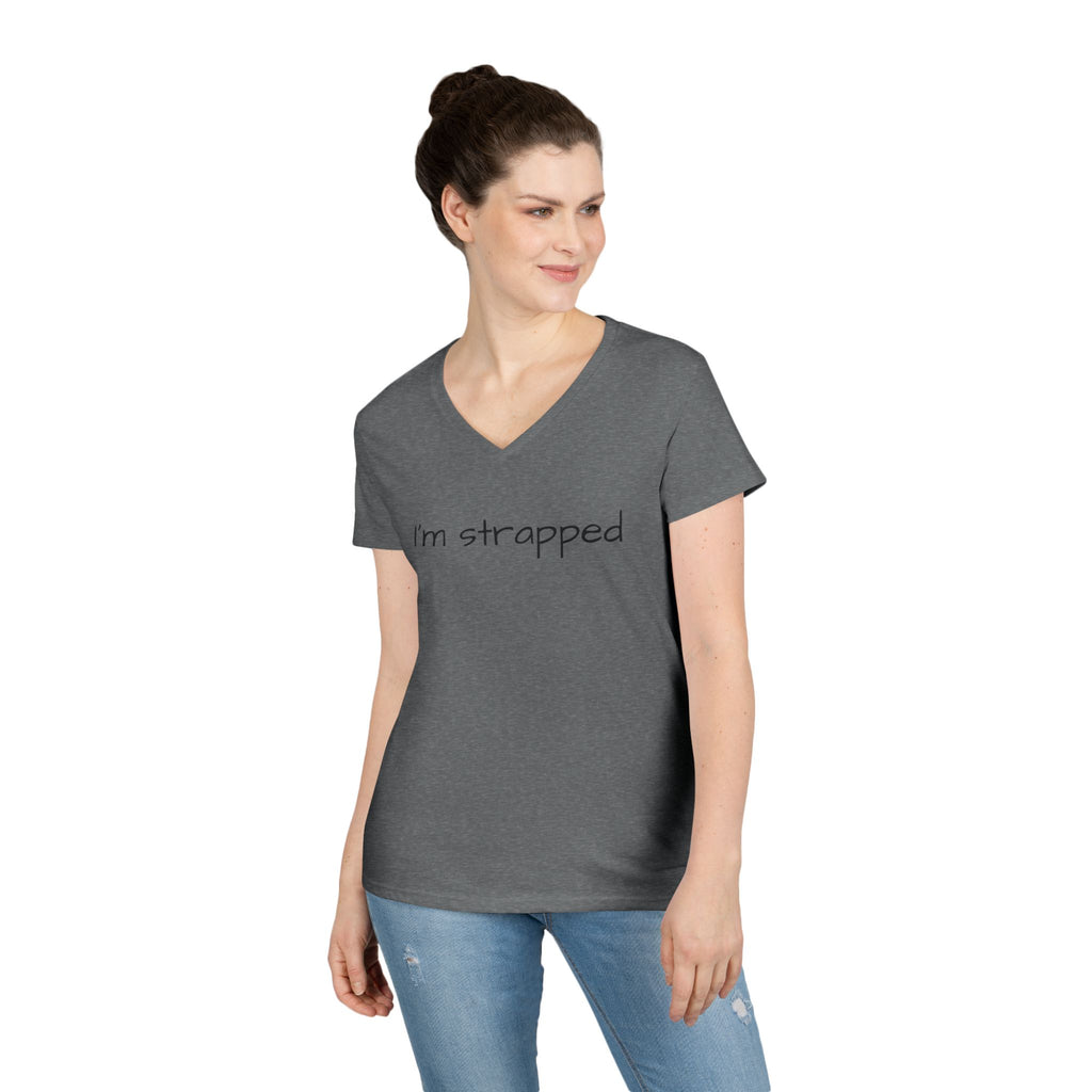 I'm Strapped V-Neck Tee — Feminine Casual Shirt